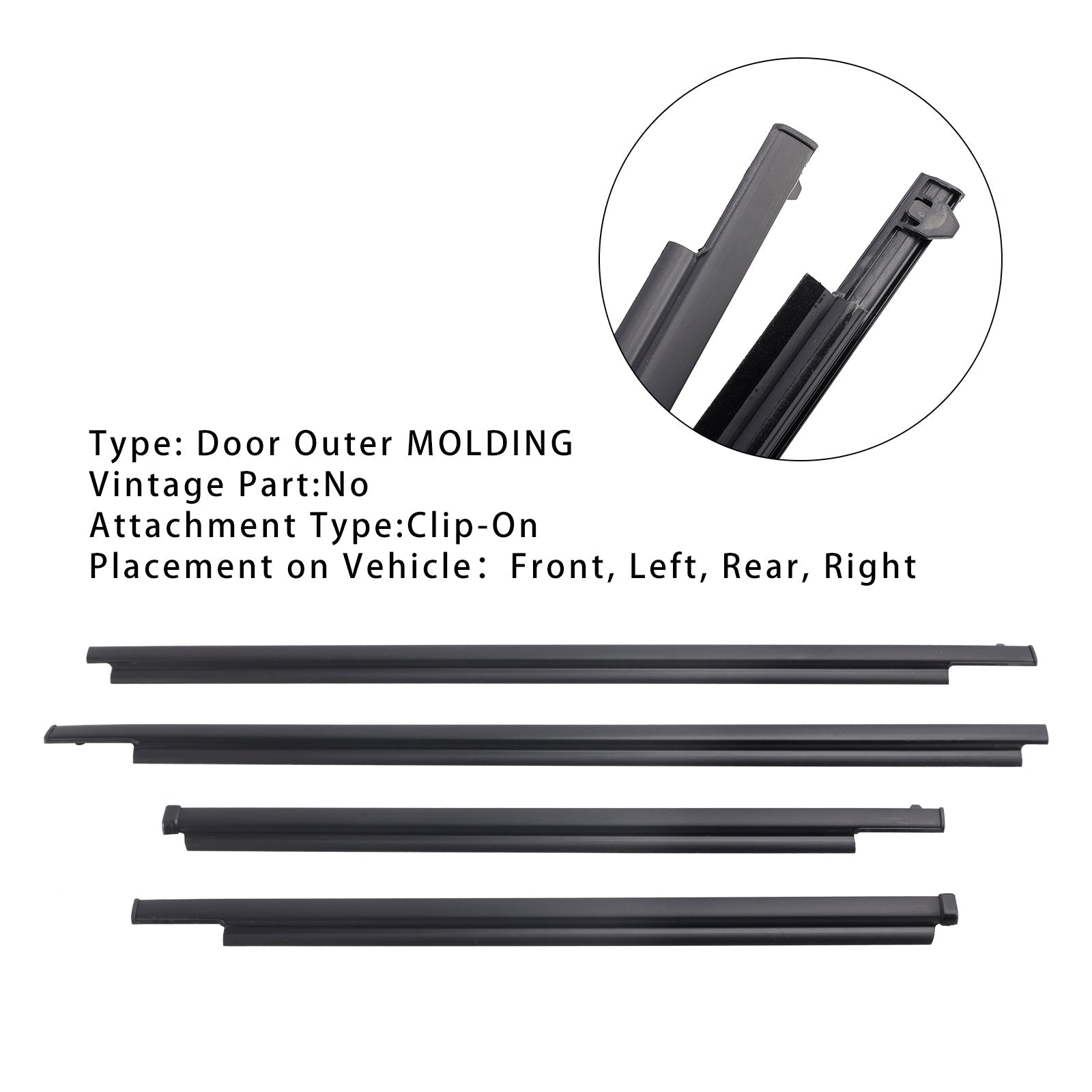 4Runner 4-Door Glass Weatherstrip Outer Molding Belt Set 1996-2001 Toyota 4-Piece