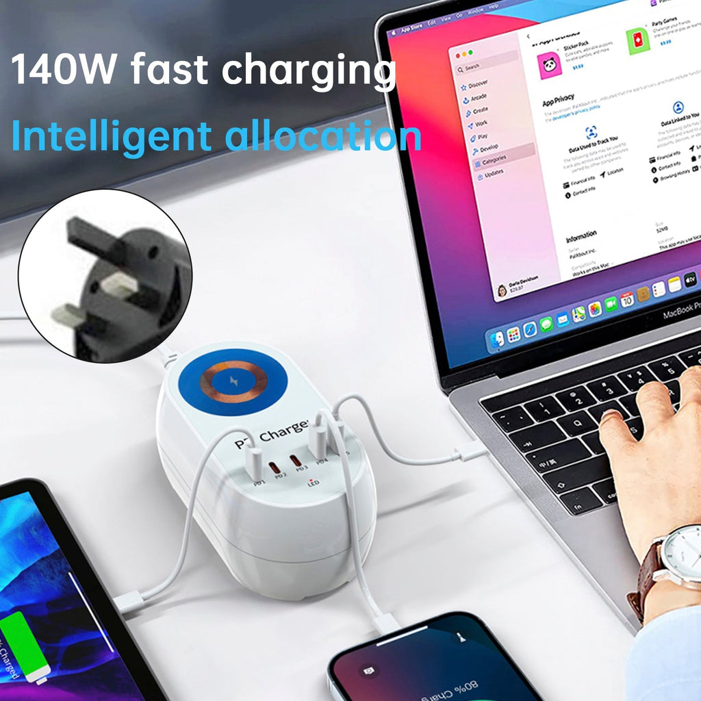 140W PD100W Magnetic Wireless Laptop and Phone Fast Charger Station