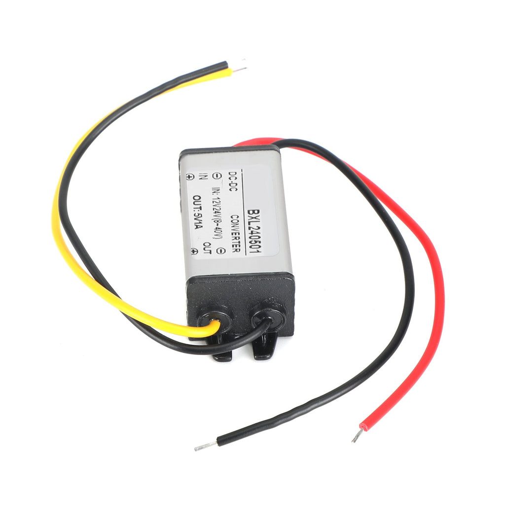 12V/24V to 5V Waterproof Step-Down DC Converter Power Regulator 1~5A Rating