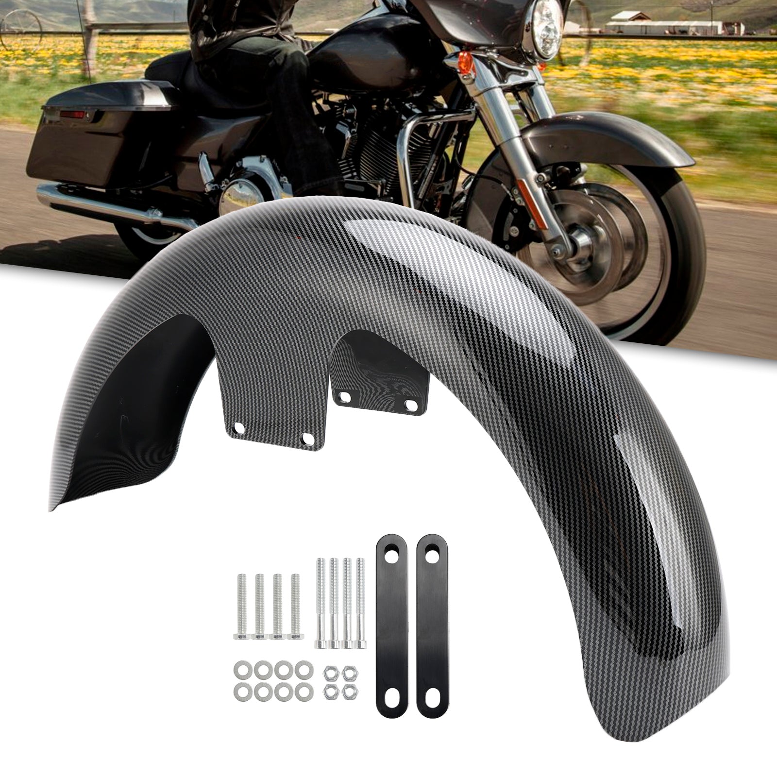 19" Front Fender ABS Wrap Kit For Harley Touring Road Glide Street Glide Electra Bagger FLHT FLHR