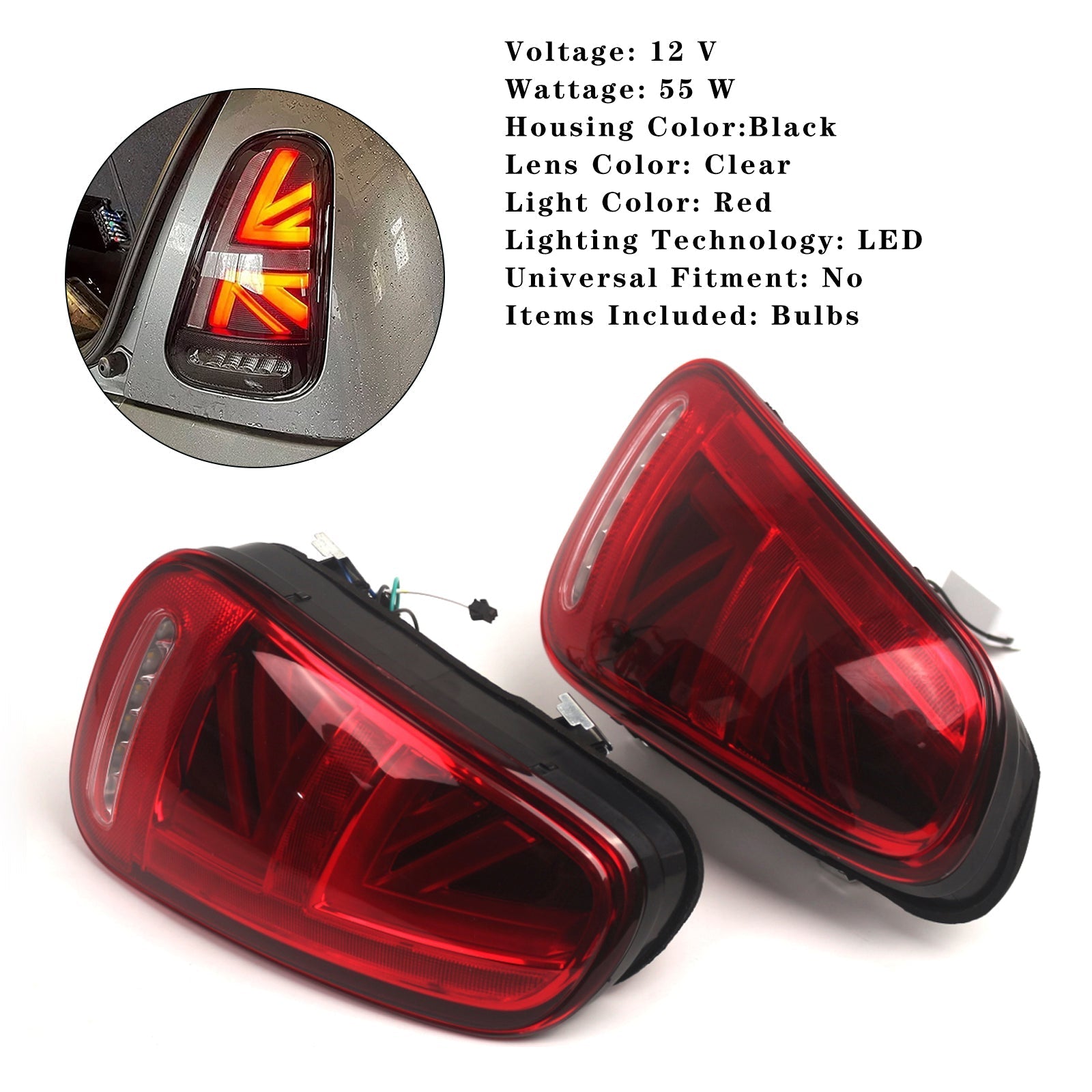 BMW Mini Cooper 2001-2006 R50 R52 R53 Left and Right LED Tail Lamps with Turn Indicators
