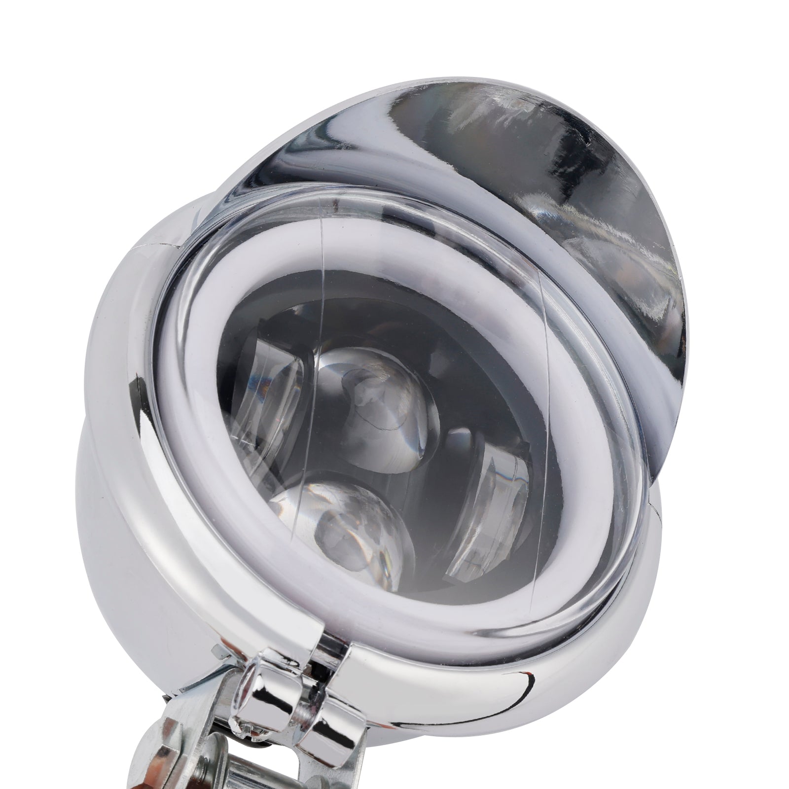 62 Headlight Lamp Spotlight Universal Coler Switch Fits Chrome For Motorcycle