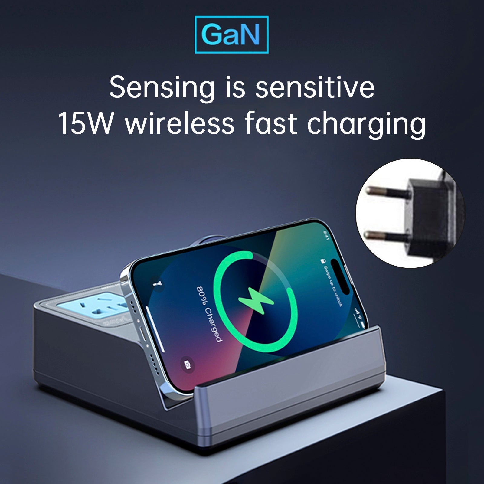 140W Fast Charging Smart Socket with Wireless PD100W Technology Notebook and Smartphone Charger EU Plug