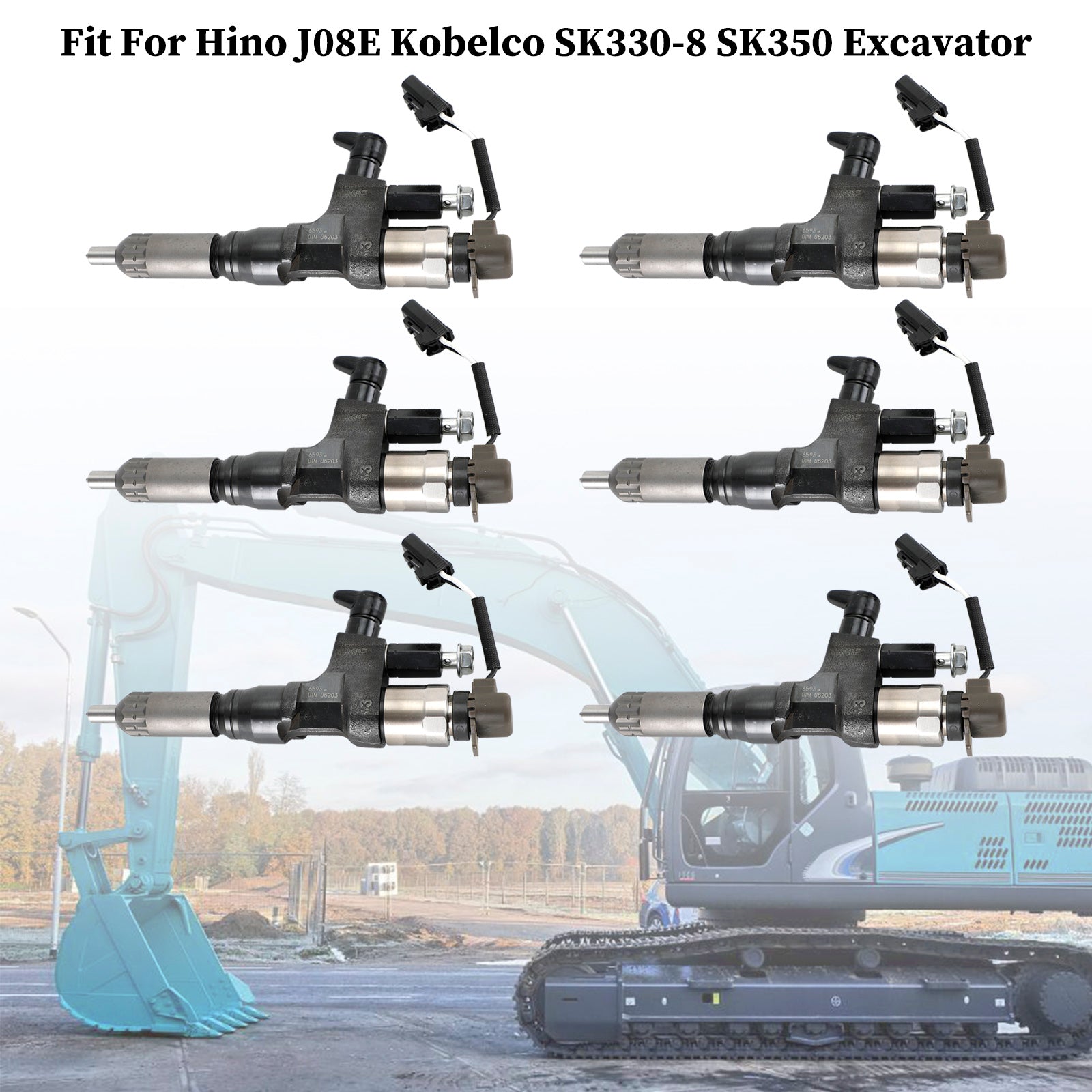 1984-2018 Hino J08E 3.8 4.7L Kobelco Diesel 6 Fuel Injectors 095000-6593