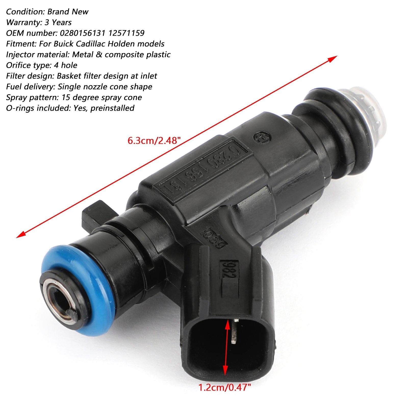 3.6L Fuel Injector for Buick Cadillac Vehicles 0280156131 12571159 Replacement Part