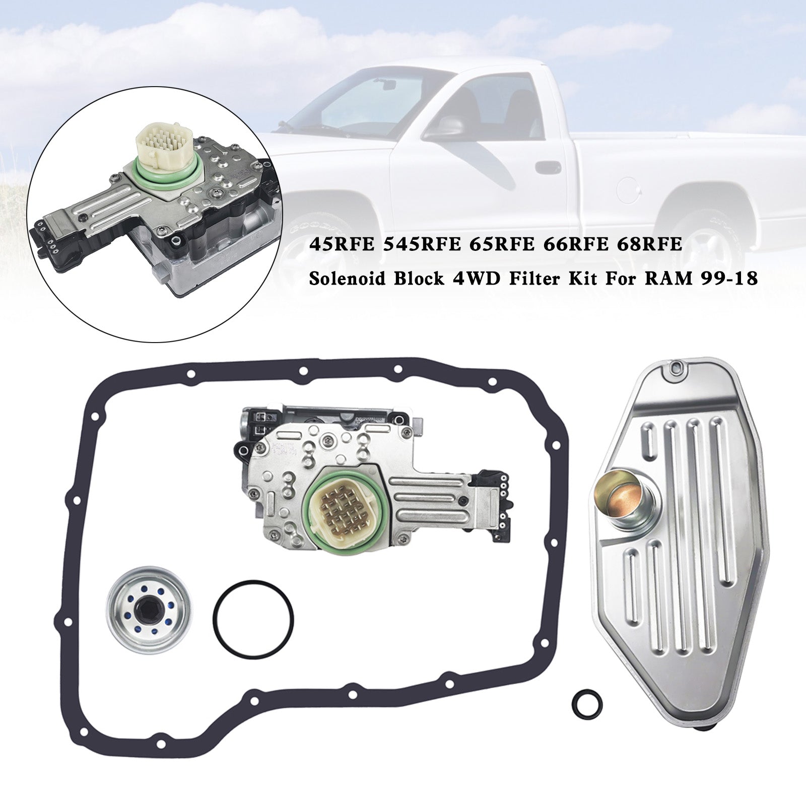 2000-2011 Dodge Dakota 4.7L V8 Transmission Solenoid Block Filter Kit 45RFE 545RFE 65RFE 66RFE 68RFE 4WD