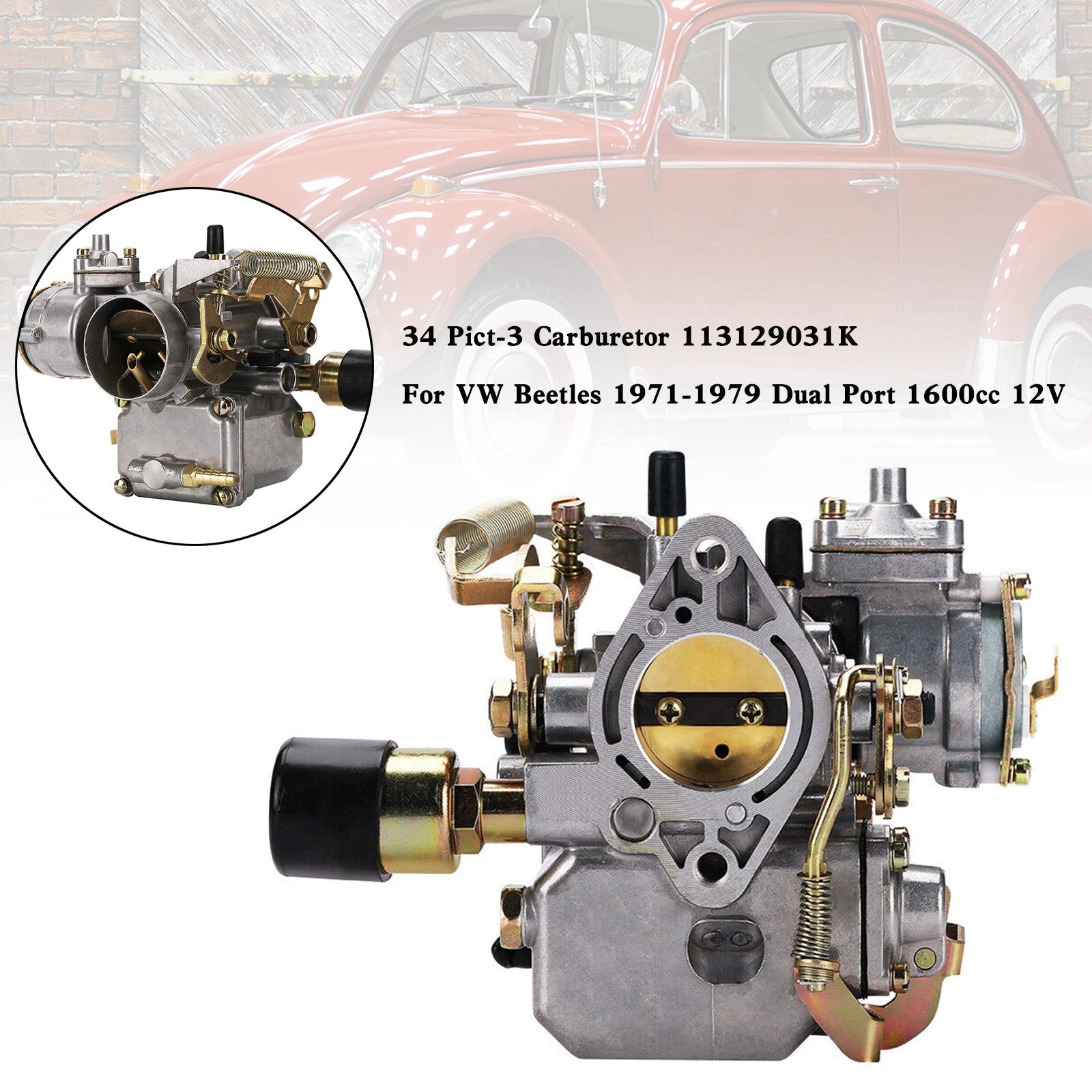 1971-1979 VW Beetle Super Beetle 34 PICT-3 Carburettor 113129031K