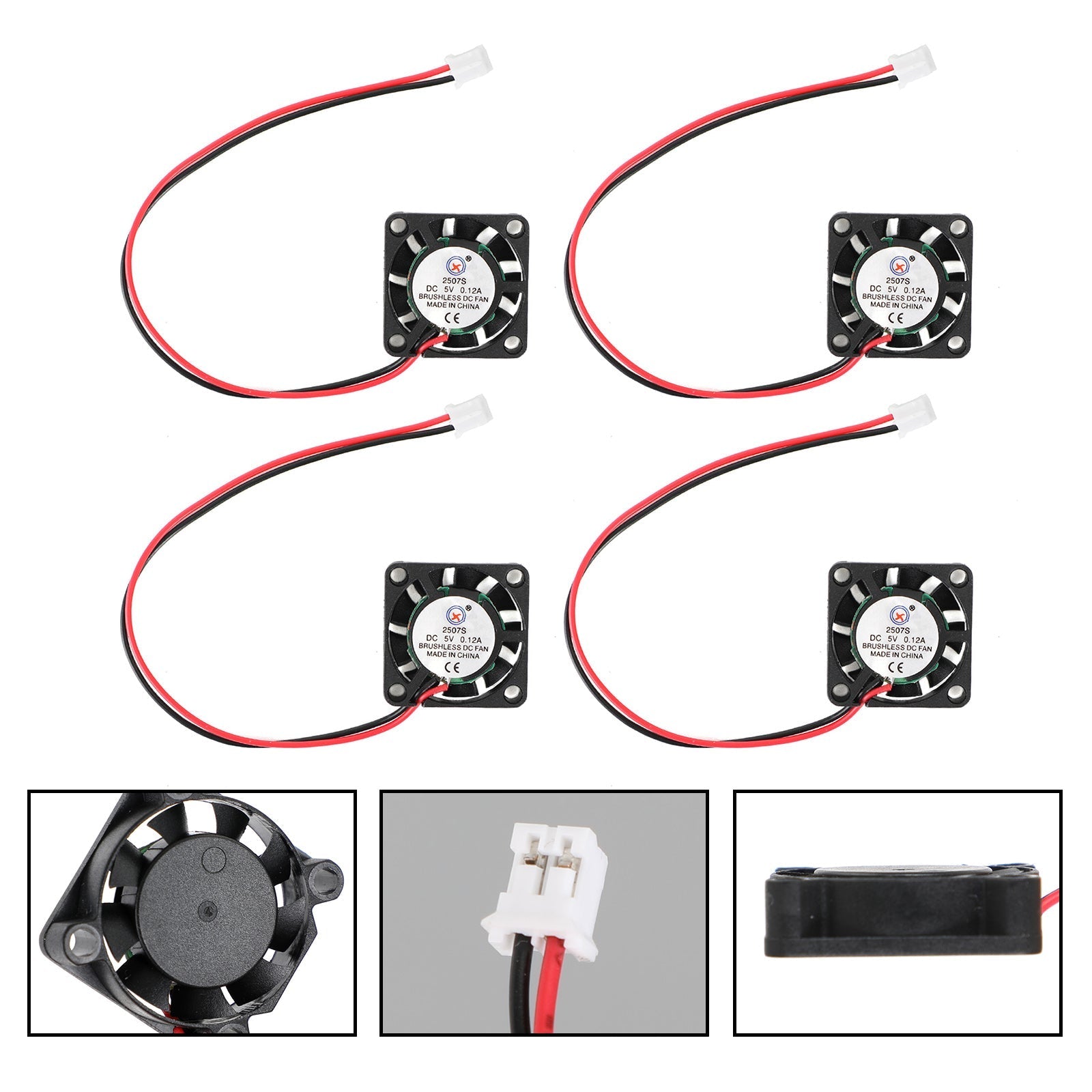 Brushless DC Cooling Blower Fan 2507S 25x25x7mm 5V 0.12A 2 Pin Wire