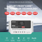 12V 24V 48V PWM Solar Charge Controller 10A to 60A Auto Regulation Iron Phosphate