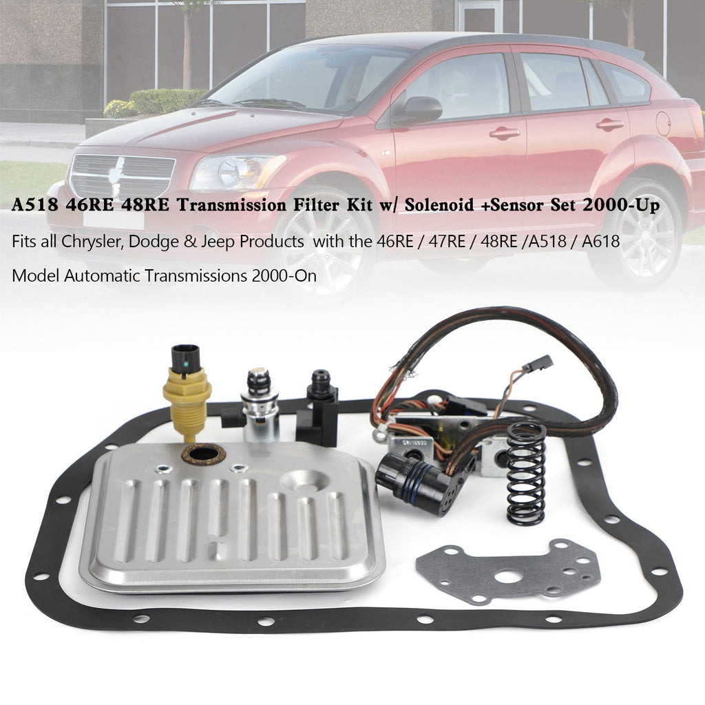 A518 46RE 48RE Transmission Filter Kit with Solenoid and Sensor Set 2000 and Up