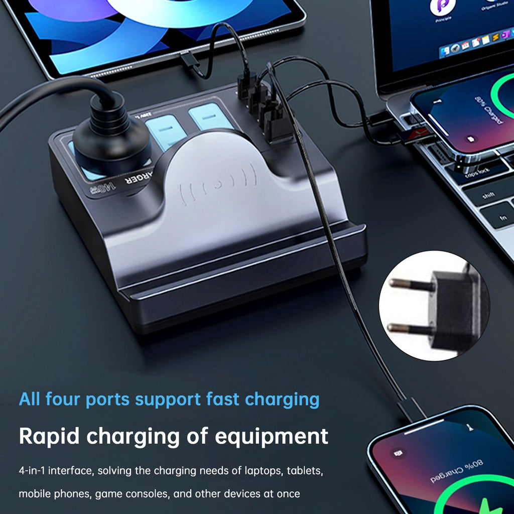 140W Fast Charging Smart Socket with Wireless PD100W Technology Notebook and Smartphone Charger EU Plug
