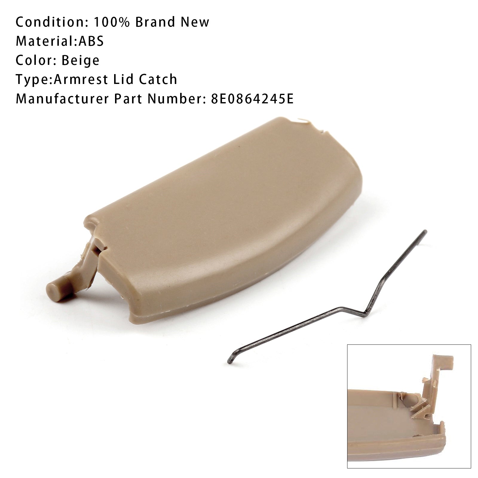 2001-2008 Audi A4 B6 B7 Center Armrest Lid Latch Assembly Beige 8E0864245E