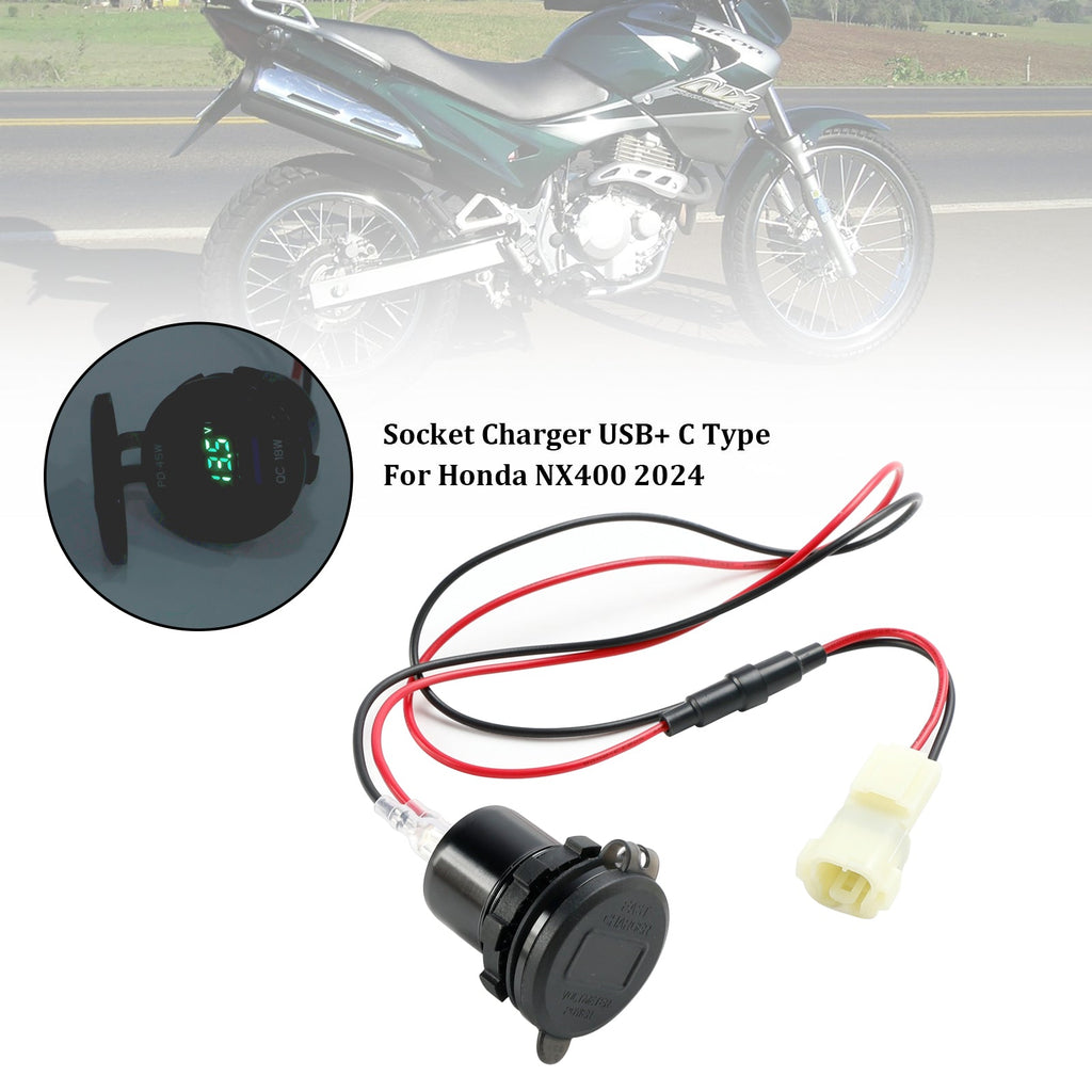 12V USB-C Quick Charge Socket Adapter for Honda NX400 2024