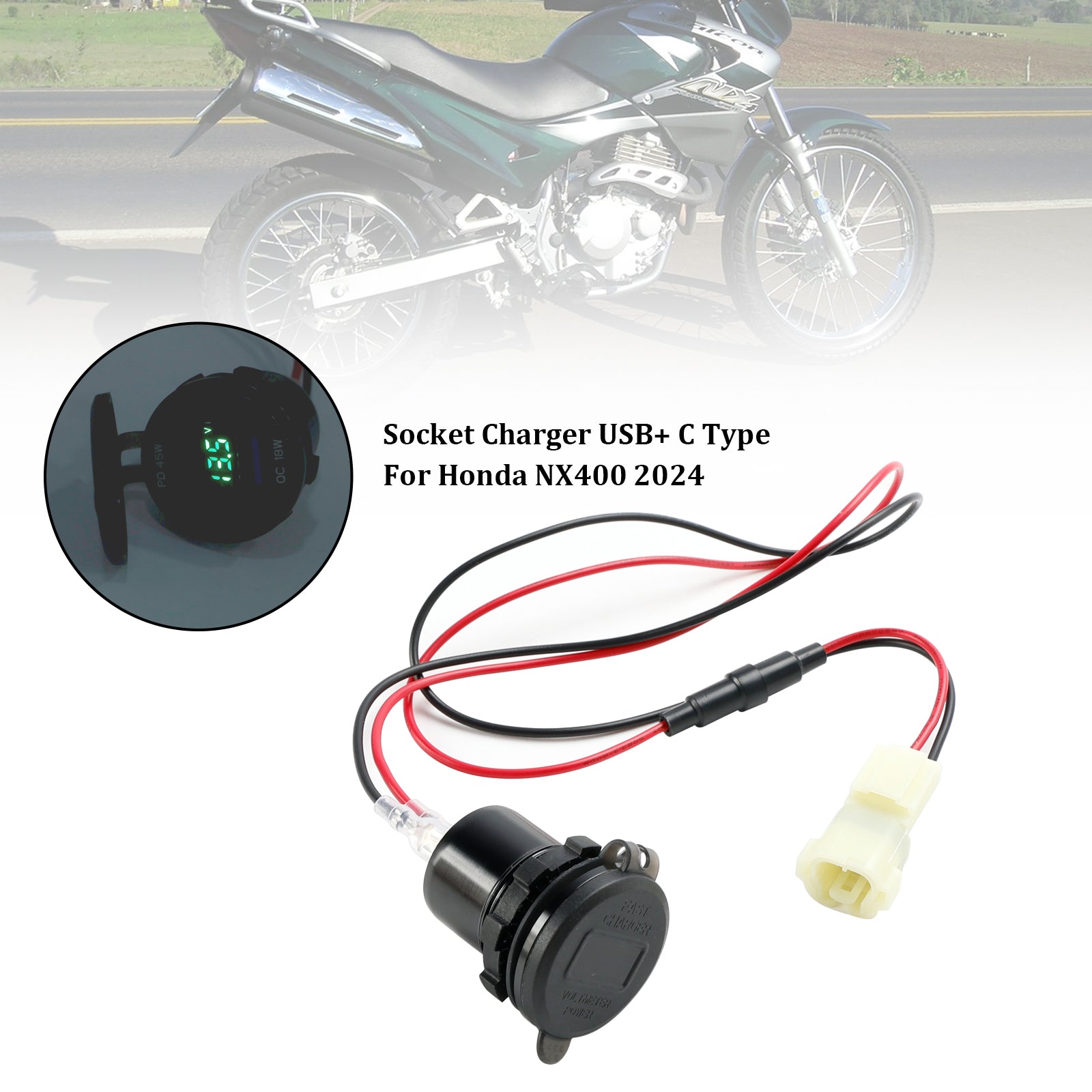 12V USB-C Quick Charge Socket Adapter for Honda NX400 2024