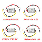 12V/24V to 5V Waterproof Step-Down DC Converter Power Regulator 1~5A Rating