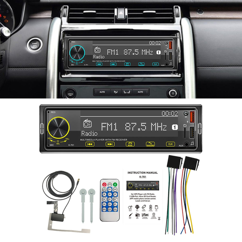 1DIN Car Radio with 2.5D Touch Screen Bluetooth FM MP3 Stereo Receiver and DAB