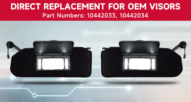 1997-2004 Corvette C5 Black Shaded Sun Visors Pair with Built-in Vanity Mirrors