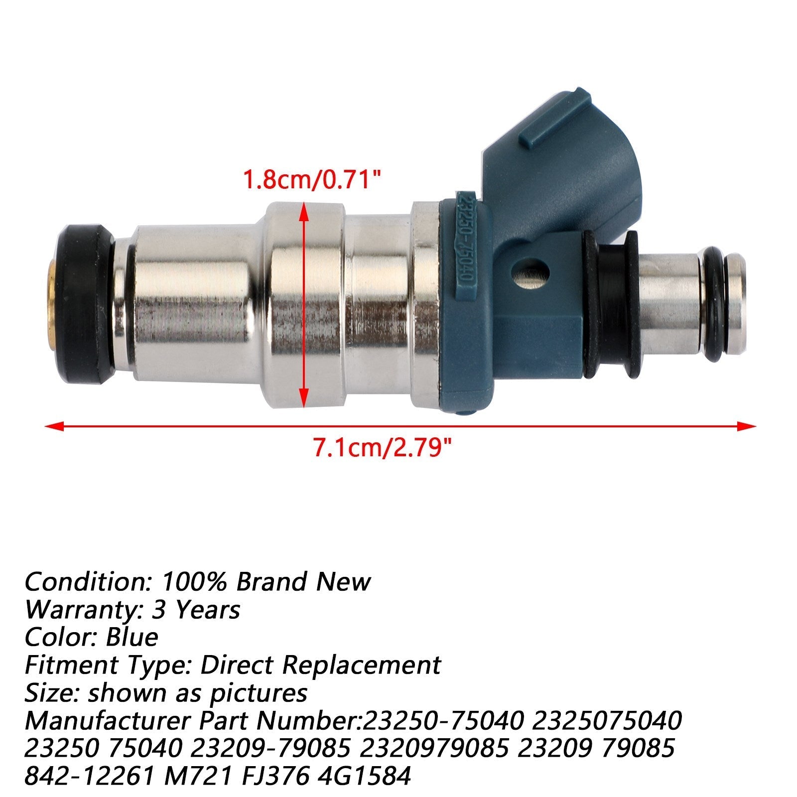 1 Piece Fuel Injector Assembly 23250-75040 for Toyota Tacoma 1995-2000 2.4L L4