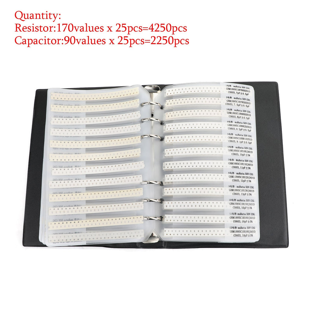 170 Values 1% SMD Resistor Capacitor Assortment 0201 0402 0603 0805 1206 Sample Collection