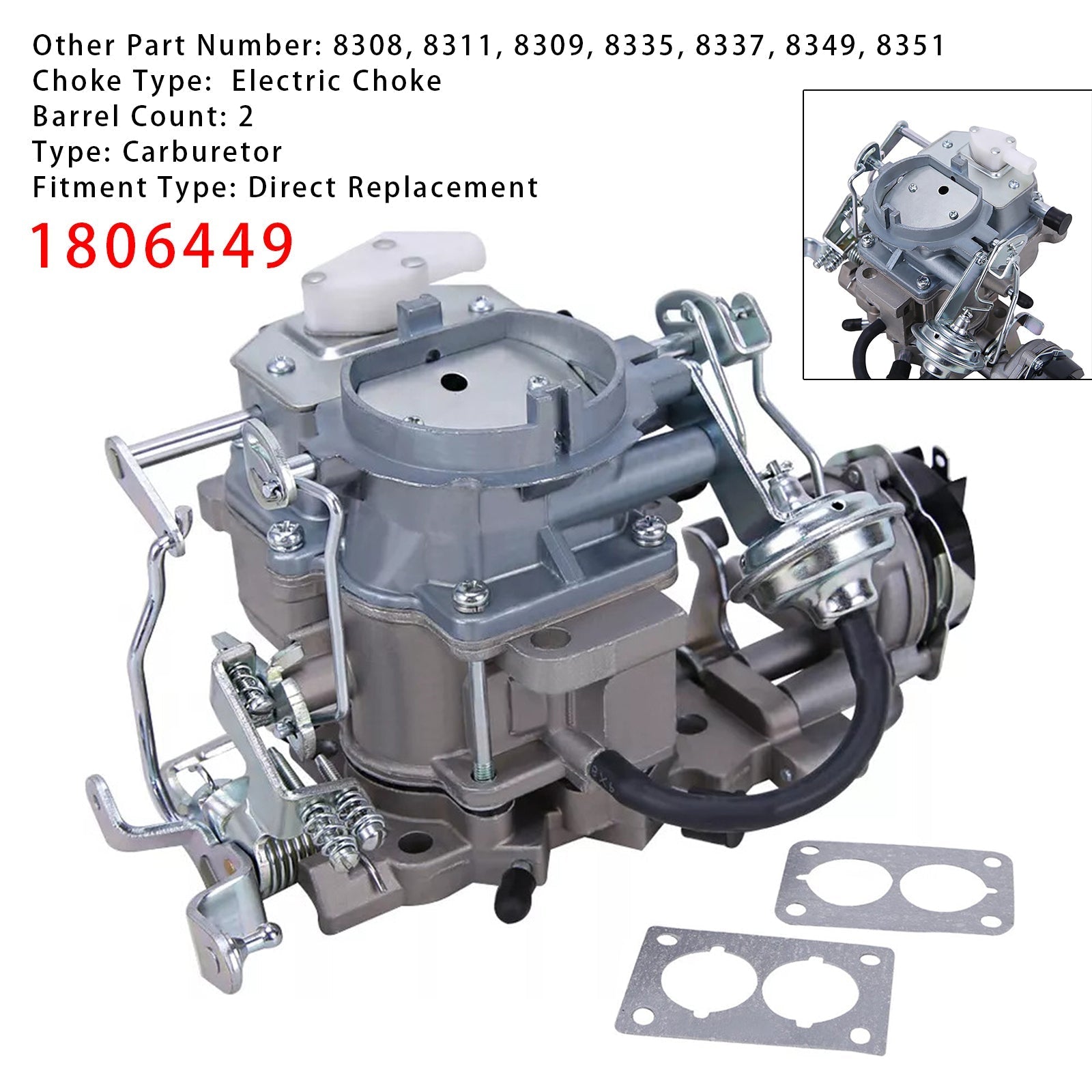 1806449 Carburetor 2 BBL for 1988 Jeep Wrangler S