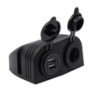 12V/24V Dual Socket Cigarette Lighter Charger Panel with 2 Hole Installation for Vehicles and Marine Use