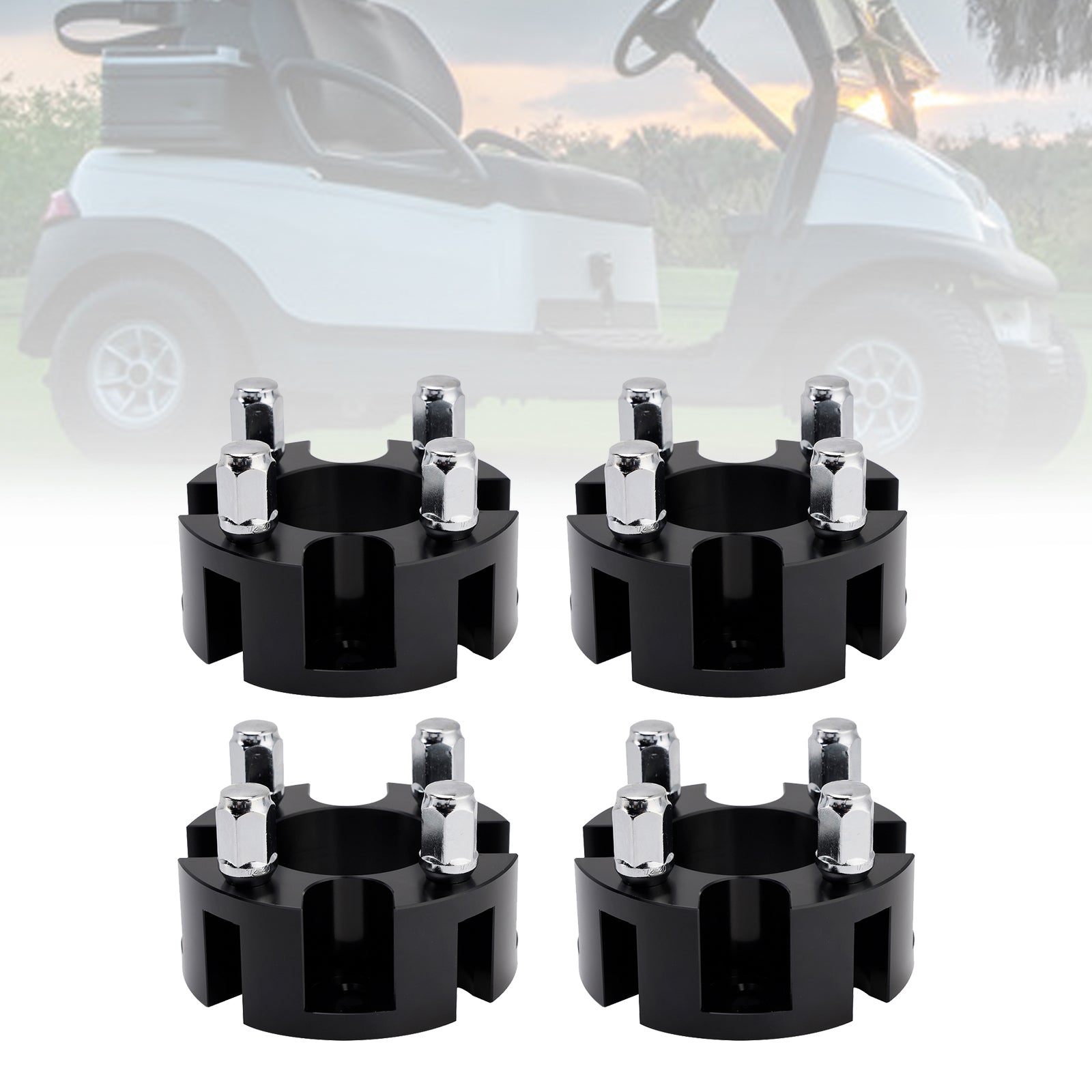 Black Wheel Spacer Kit 2" Lug Nuts Compatible Yamaha EzGo Club Car Golf Carts