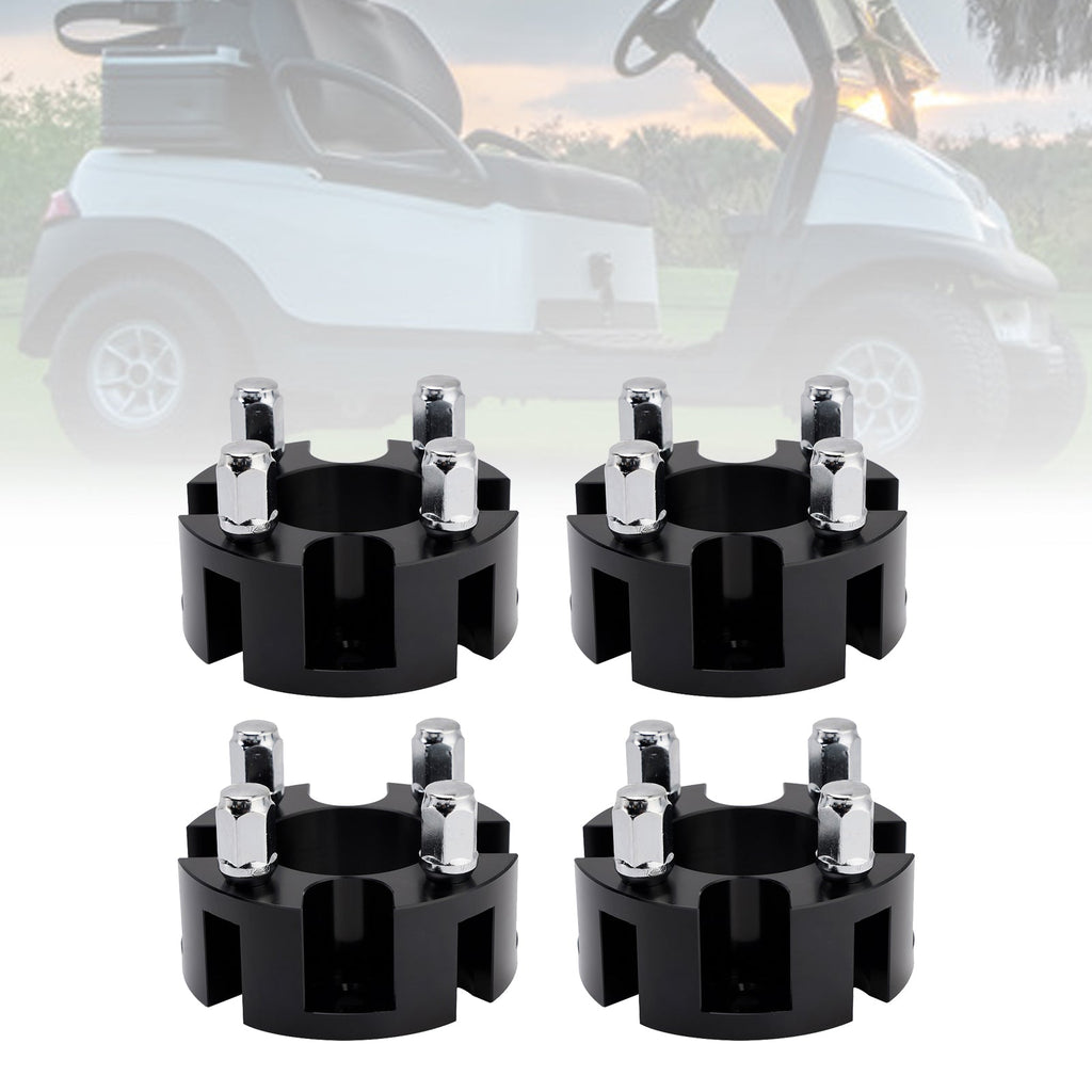 Golf Cart Wheel Spacers 2 Inch Black Lug Nuts Set for Club Car Yamaha EzGo
