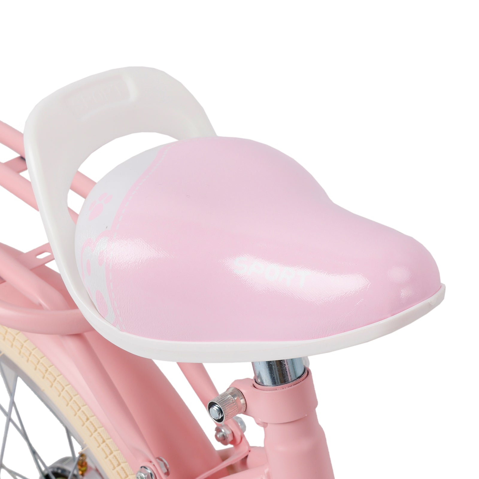 16 Inch Girls Bicycle with Training Wheels, Basket, and Rear Rack in Pink