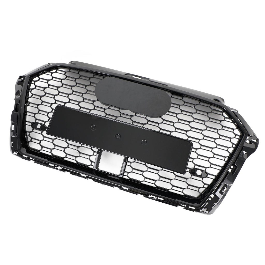 17-19 Audi A3 S3 Honeycomb Front Grille RS3 Style With ACC Gloss Black Generic