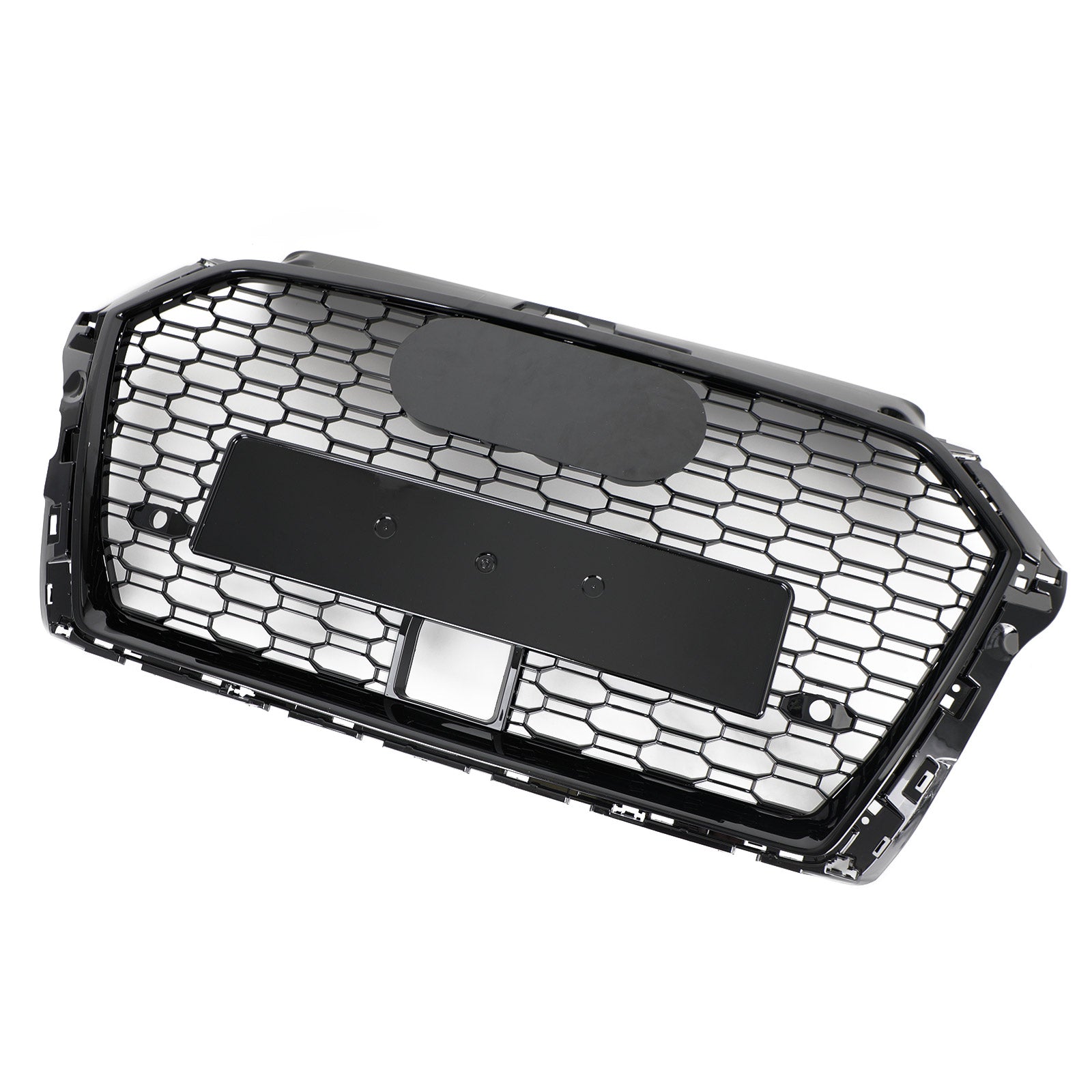 17-19 Audi A3 S3 RS3-Style Honeycomb Front Grille with ACC Gloss Black