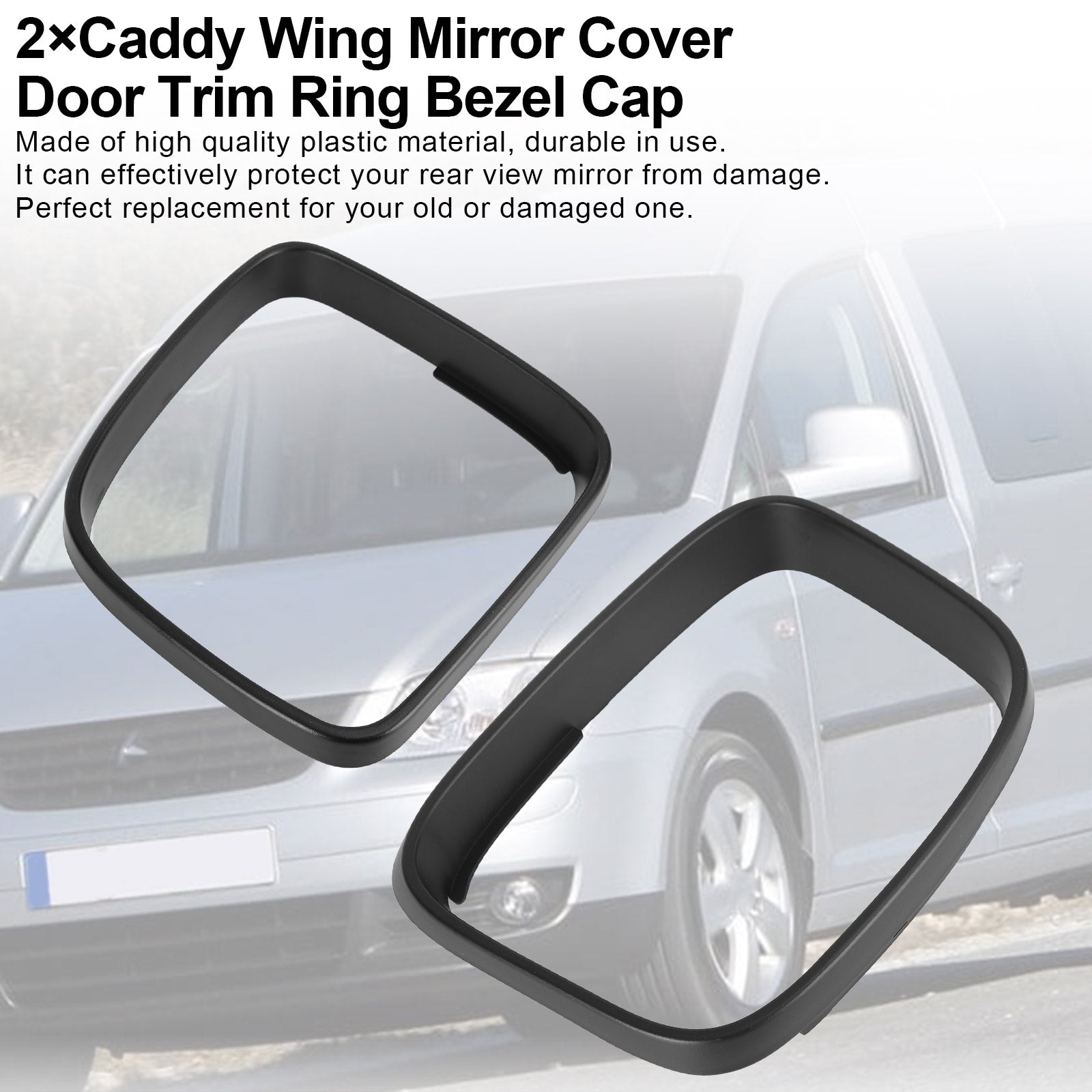 2* Generic Caddy Door Mirror Bezel Cap Trim Ring Cover for VW T5 Transporter
