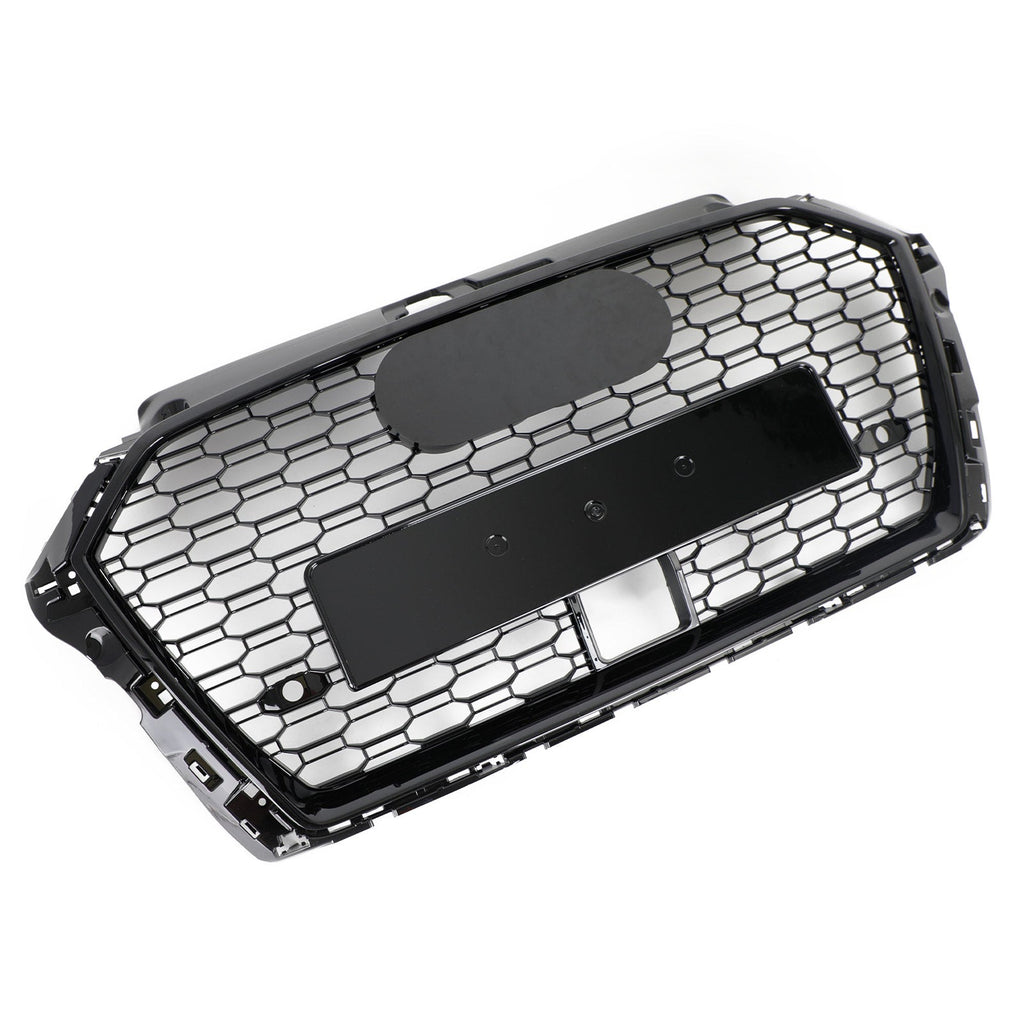 17-19 Audi A3 S3 RS3-Style Honeycomb Front Grille with ACC Gloss Black