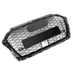 17-19 Audi A3 S3 RS3-Style Honeycomb Front Grille with ACC Gloss Black