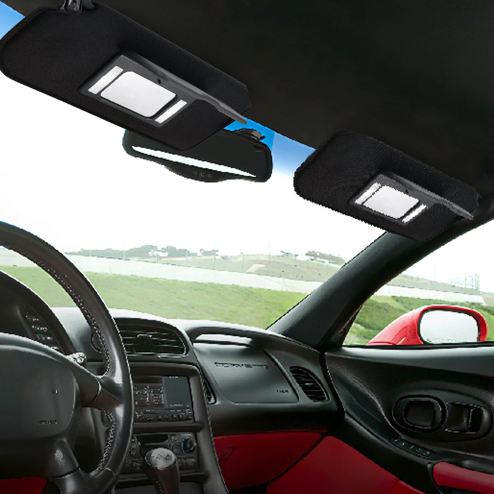 1997-2004 Corvette C5 Black Shaded Sun Visors Pair with Built-in Vanity Mirrors