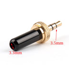 Mini 3.5mm Gold Plated Screw Lock Stereo Jack Plug for Sennheiser Black