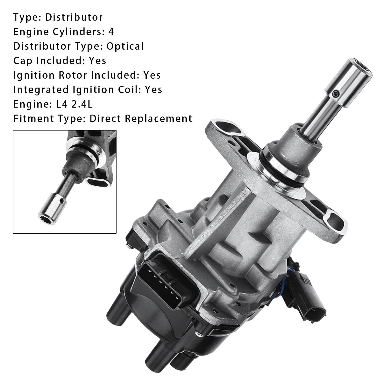 2000-2004 Nissan Xterra L4 2.4L Petrol with Cap & Rotor Ignition Distributor w/ Cap & Rotor 221003S500 8458421