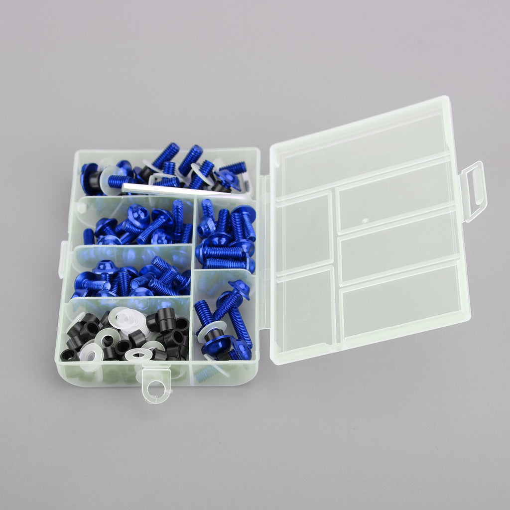 158 Piece Blue Motorcycle Windscreen Fairing Screw Clip Fastener Kit Universal