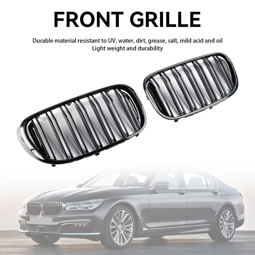 BMW 7 Series G11 Pre-Facelift 5-Door Sedan Black 2-Slat Front Kidney Grille 2015-2019