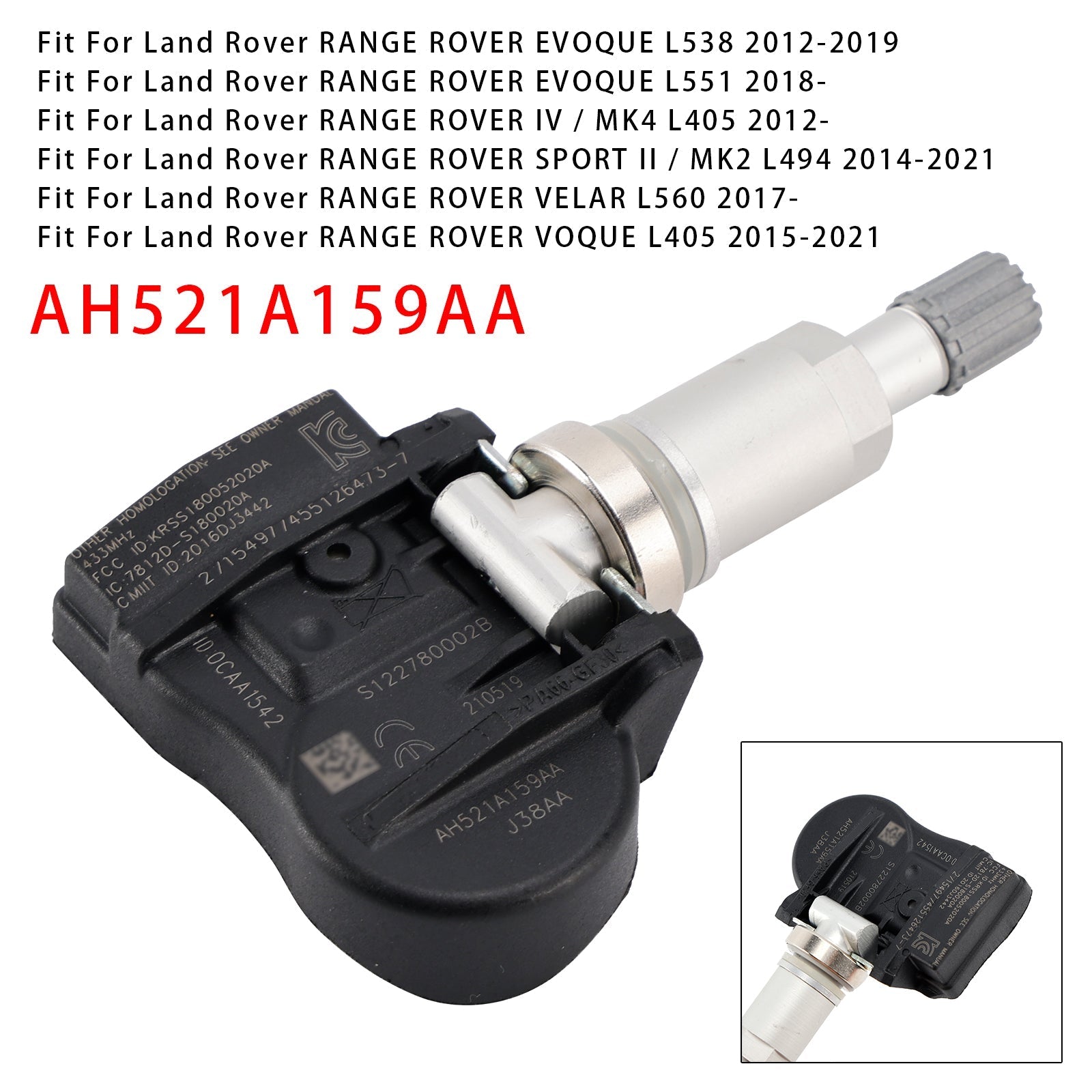 Land Rover Jaguar AH521A159AA Tire Pressure Sensor TPMS Unit