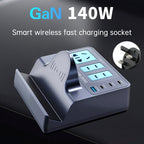 140W PD100W Fast Wireless Smart Charging Station Socket for Notebooks and Quick Charge Enabled Vehicles