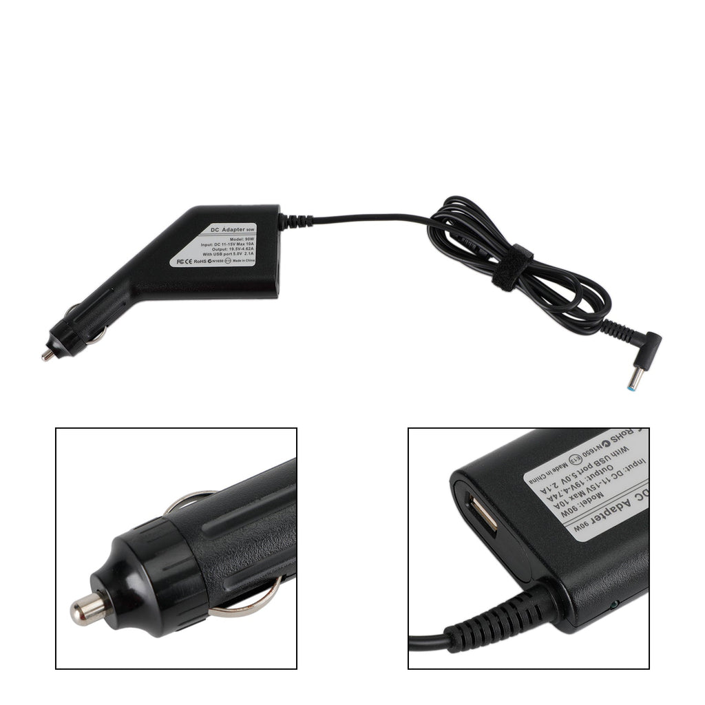 19.5V 4.62A DC Power Adapter Car Charger for HP Envy 14/15 Laptop Computers