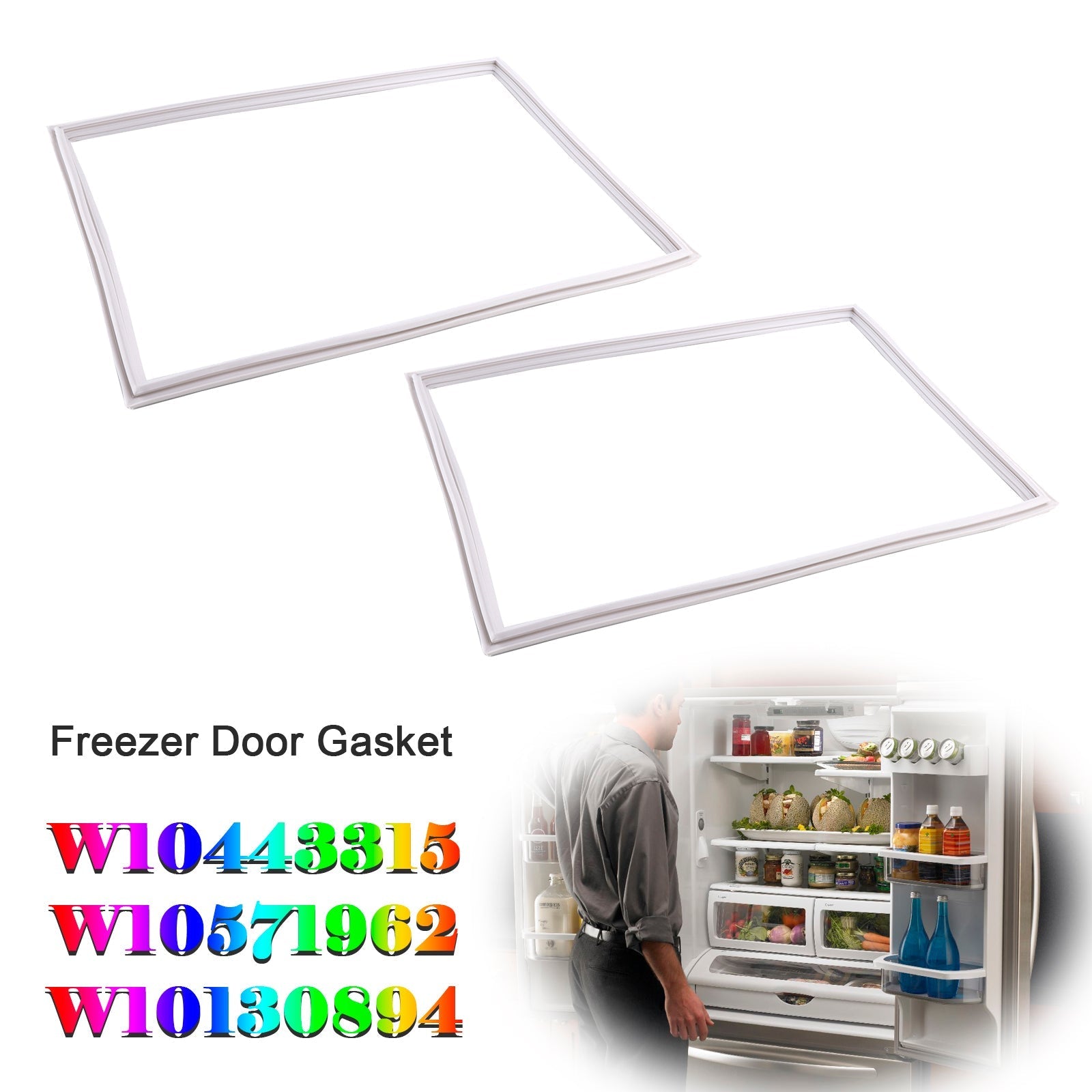 2-Pack Freezer Door Gasket Seal W10443315 for Kenmore Fridge Models W10571962 W10130894