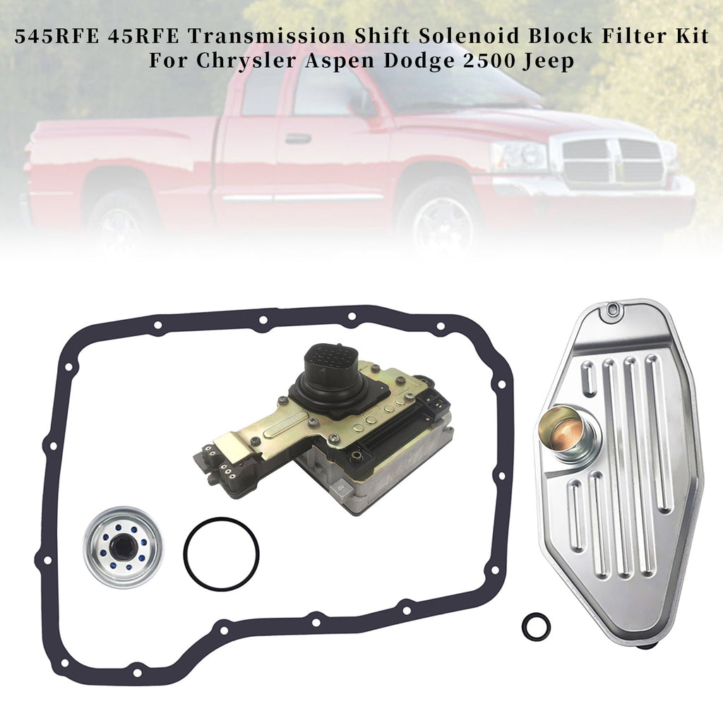 -2003 Dodge Ram 1500 SLT, ST 3.7L V6 - Gas, 4.7L V8 545RFE 45RFE Transmission Shift Solenoid Block Filter Kit