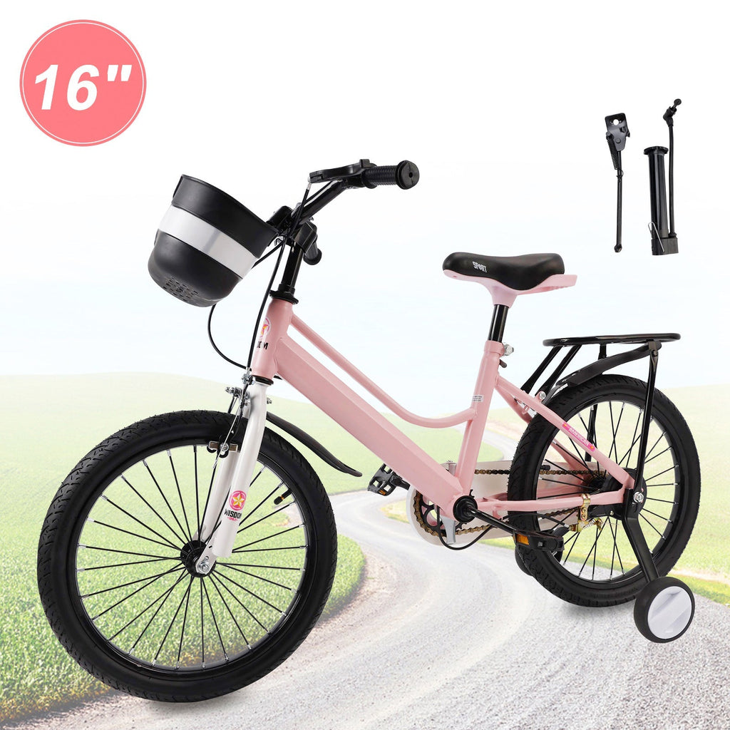 16 and 18 Inch Children's Bicycle with Balance Wheels, Rear Rack and Cargo Basket