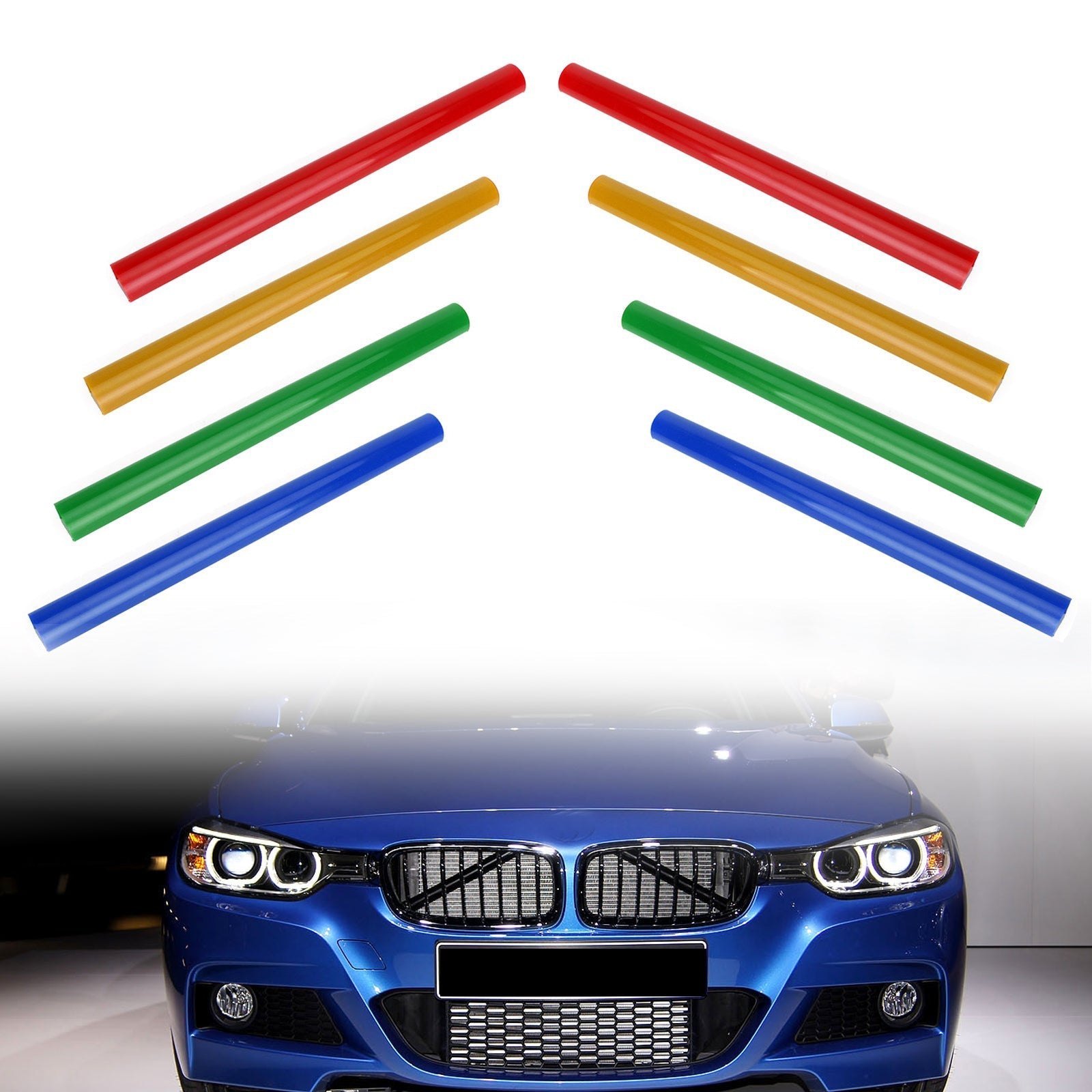 BMW F30 F31 F32 F33 F34 F35 Blue V Brace Support Grill Wrap Bar