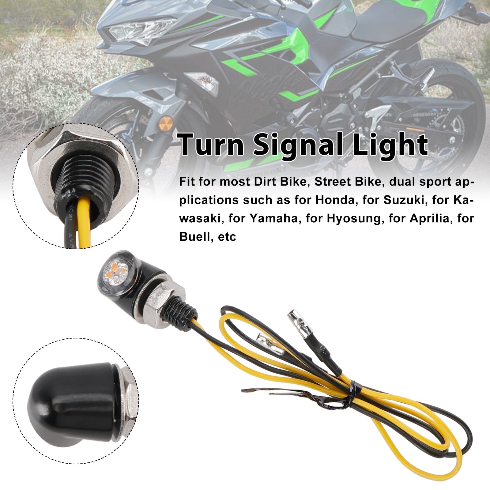 12V Universal Honda Motorcycle 8mm LED Turn Signal Light Indicator