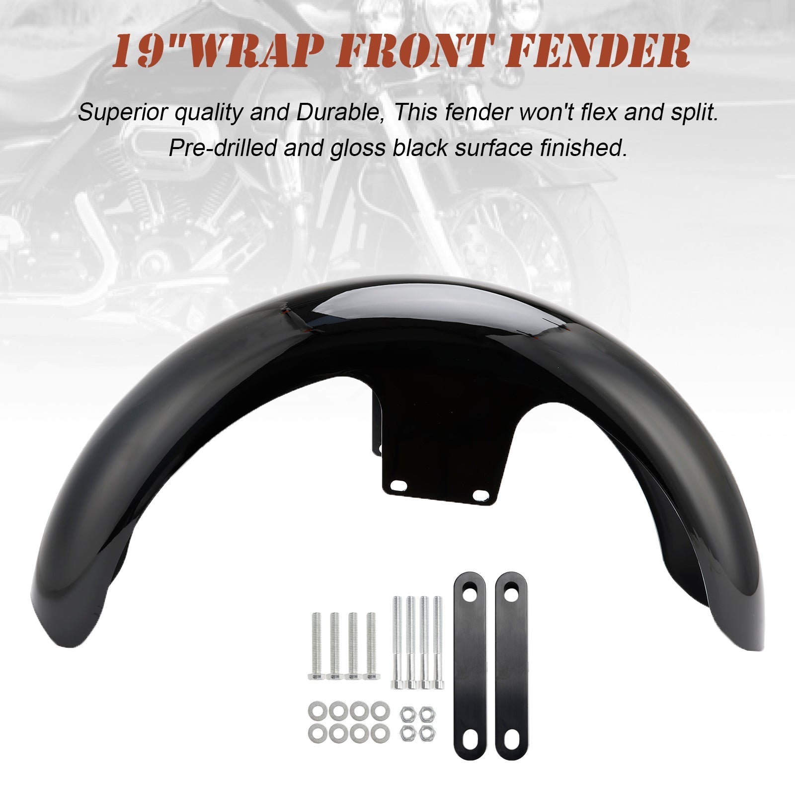 19" Front Fender ABS Wrap Kit For Harley Touring Road Glide Street Glide Electra Bagger FLHT FLHR