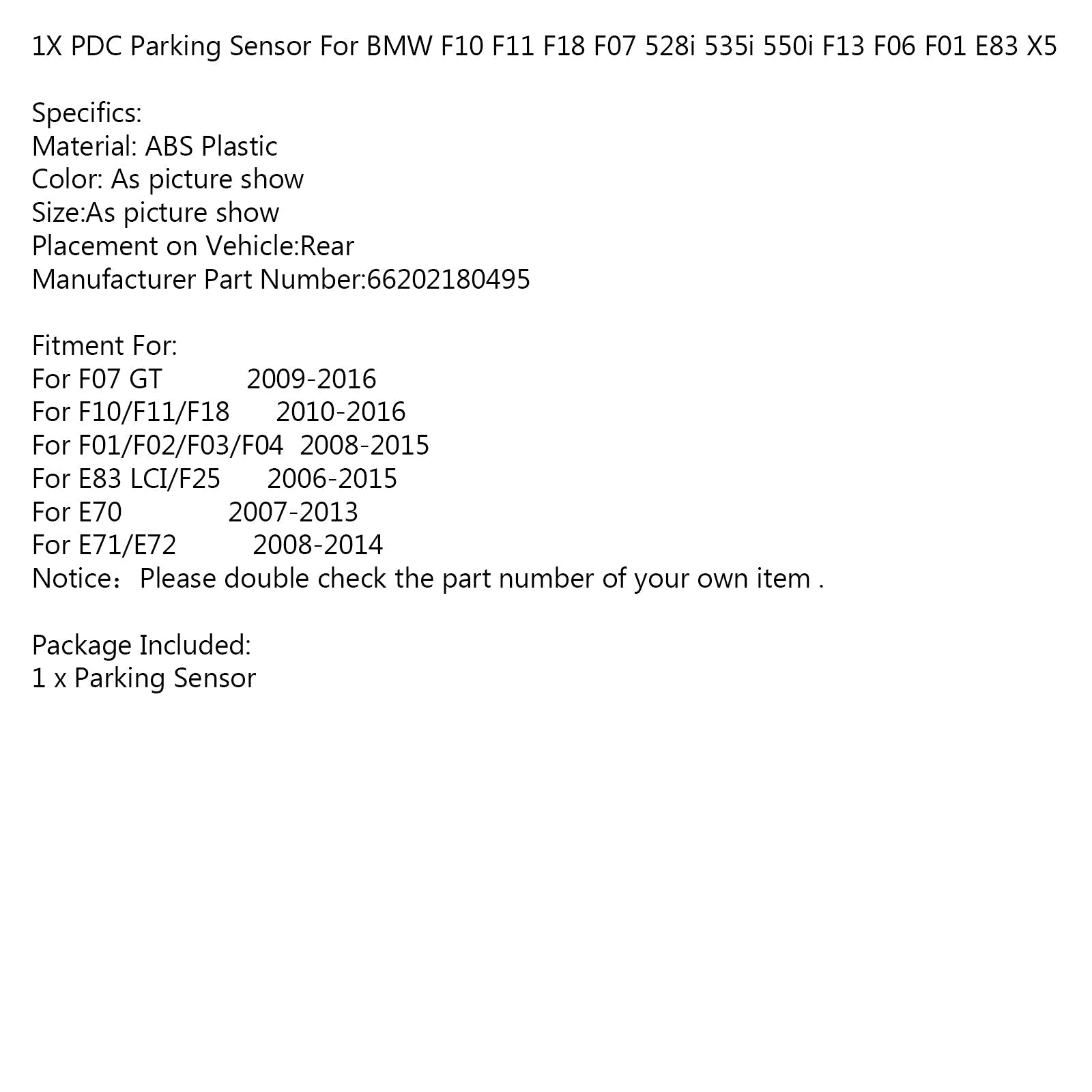 BMW Parking Sensor PDC Module for F-Series and E-Series Models 528i 535i 550i X5
