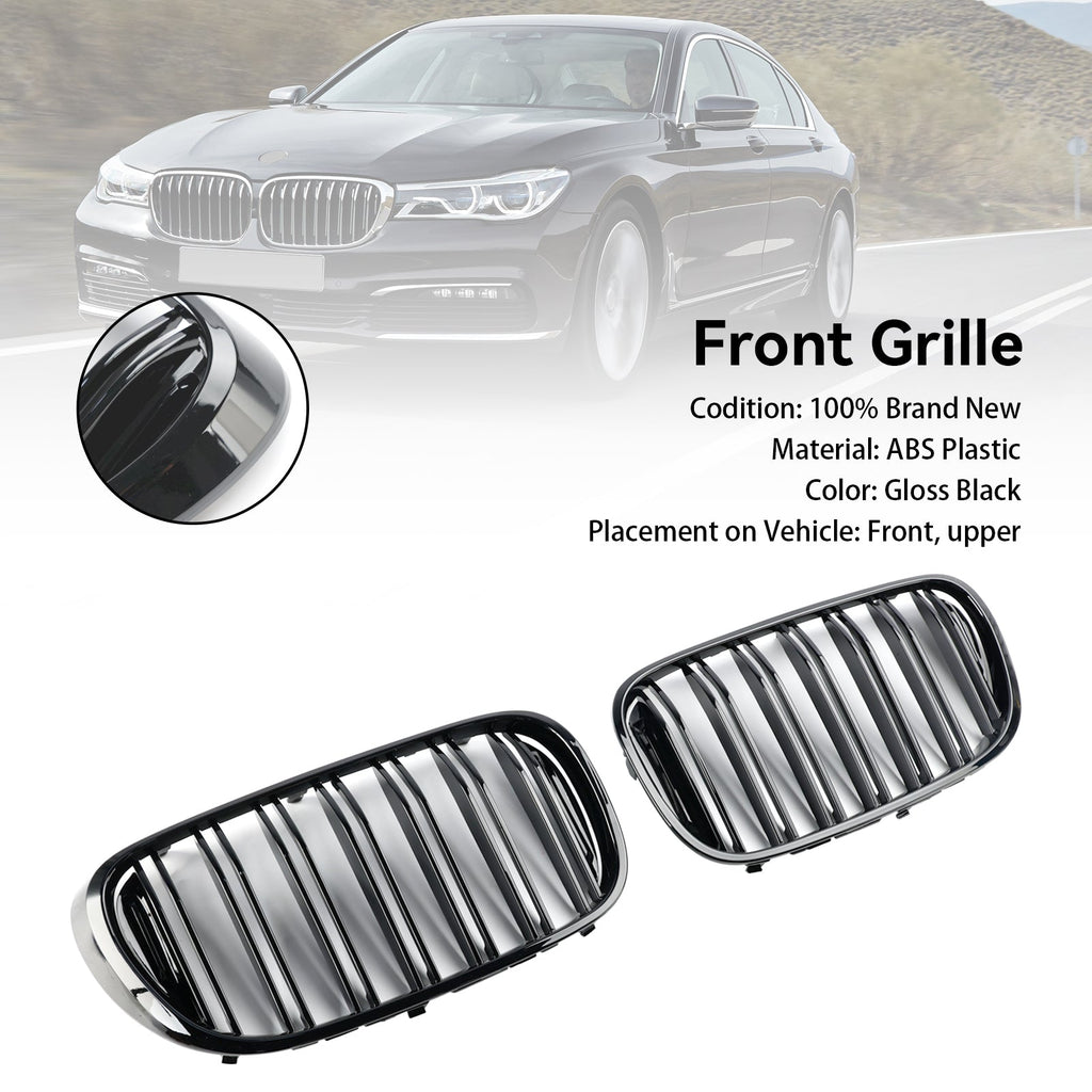 BMW 7 Series G11 Long-Wheelbase Pre-Facelift 2-Slat Black Front Kidney Grille 2015-2019
