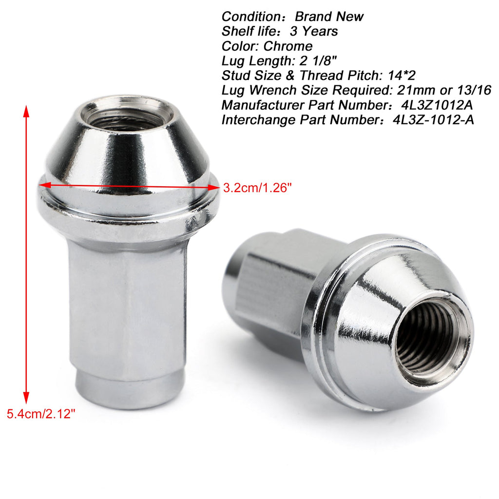 24 Piece 14x2 Carbon Steel Ford F150 Expedition Lug Nuts 4L3Z-1012-A Generic